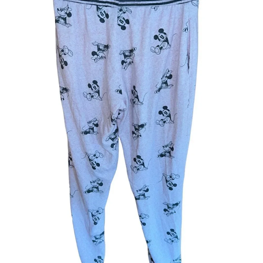Disney Mickey Minnie Mouse Blush Pink Black Pajama Joggers Women's‎ Small Cozy - Picture 4 of 7